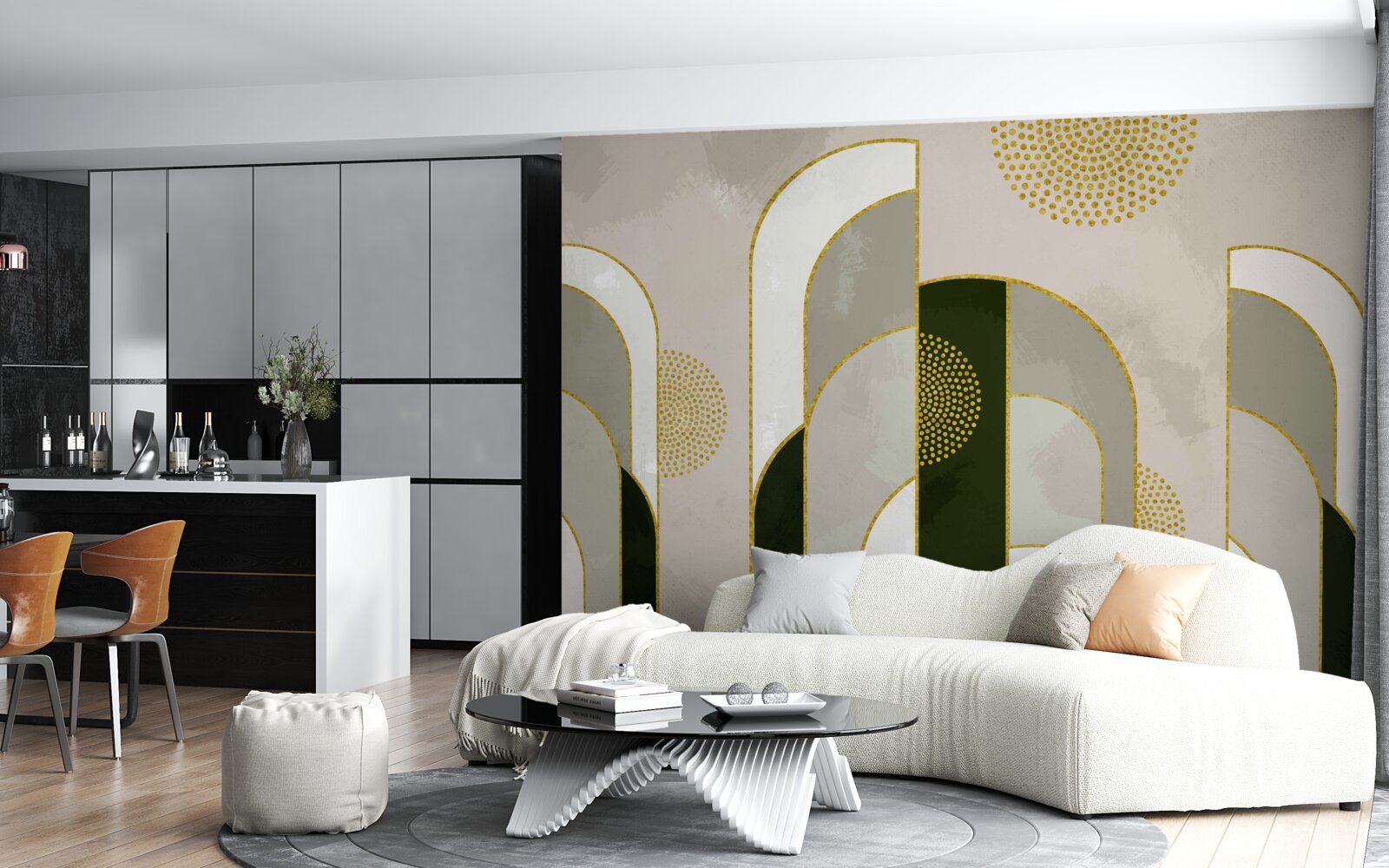 Fototapeta Svietil nad hustou hmlou v lese