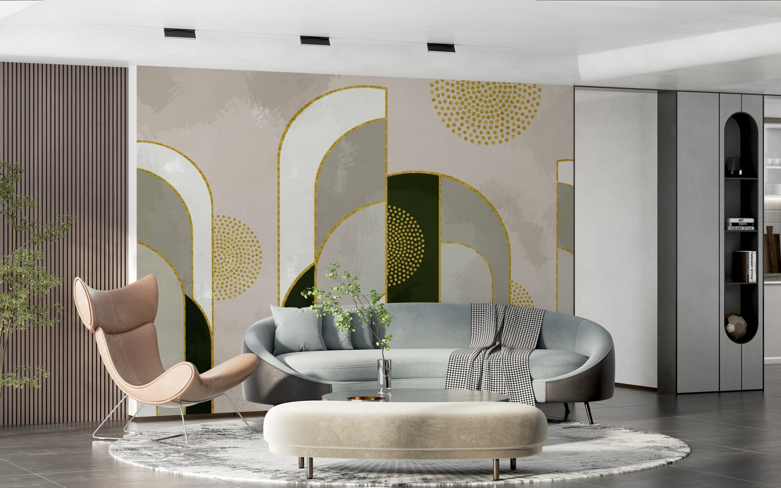 Fototapeta Svietil nad hustou hmlou v lese