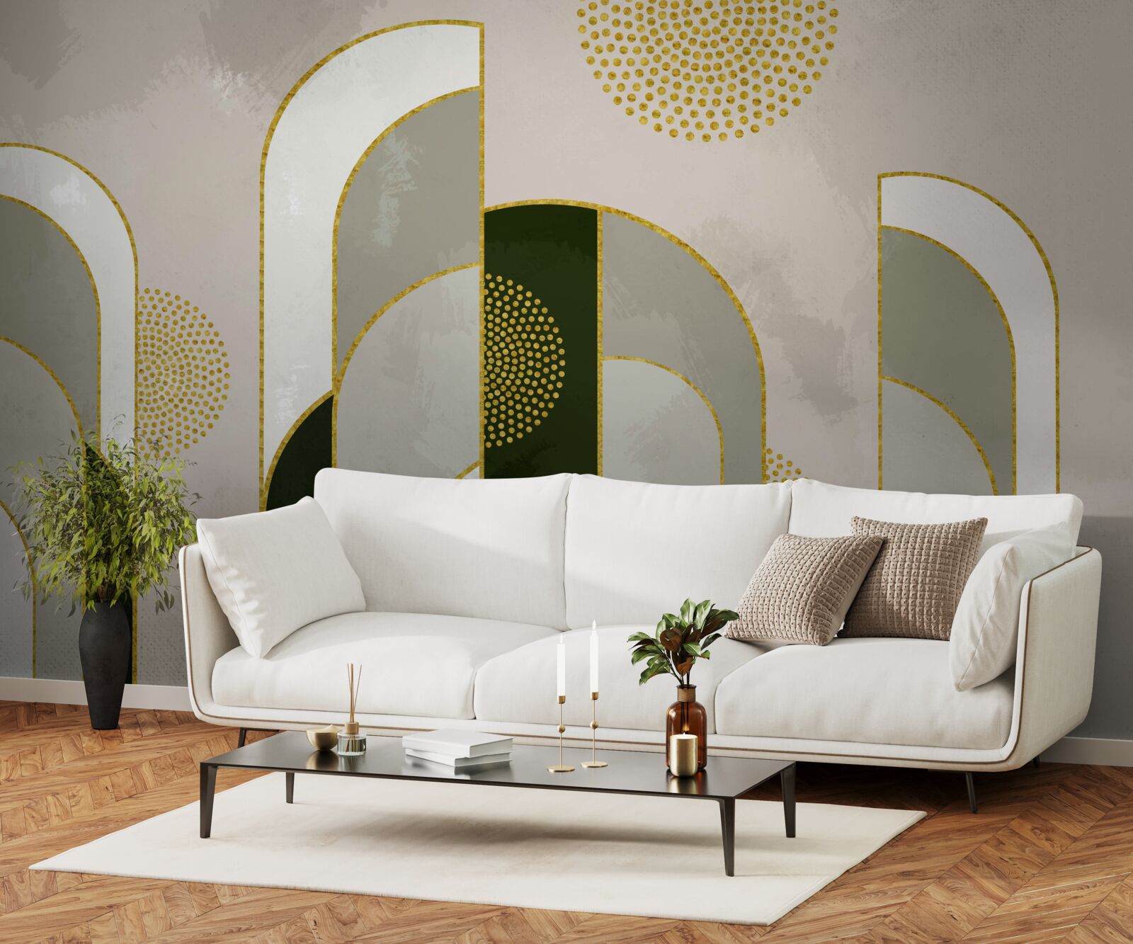 Fototapeta Svietil nad hustou hmlou v lese