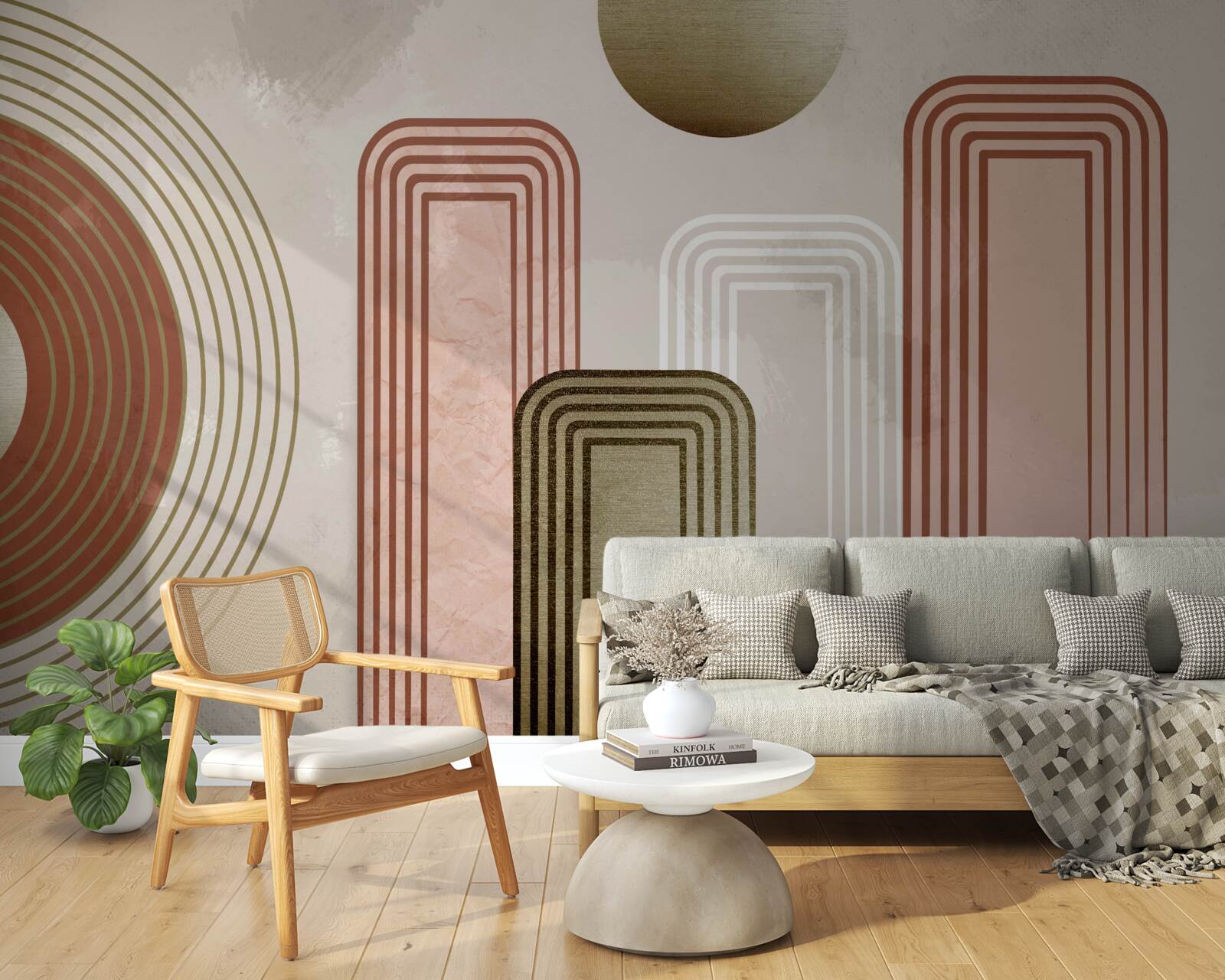 Fototapeta línie sú obdĺžnikové, maľované v jemných pastelových odtieňoch