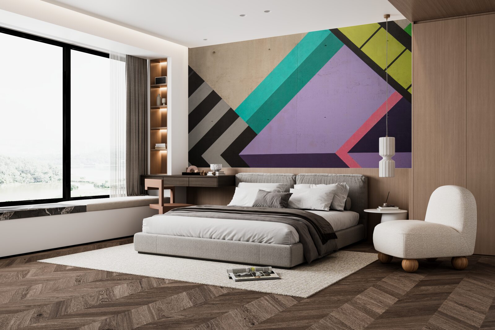 Fototapeta v zrkadle sa zobrazia farebné obdĺžniky