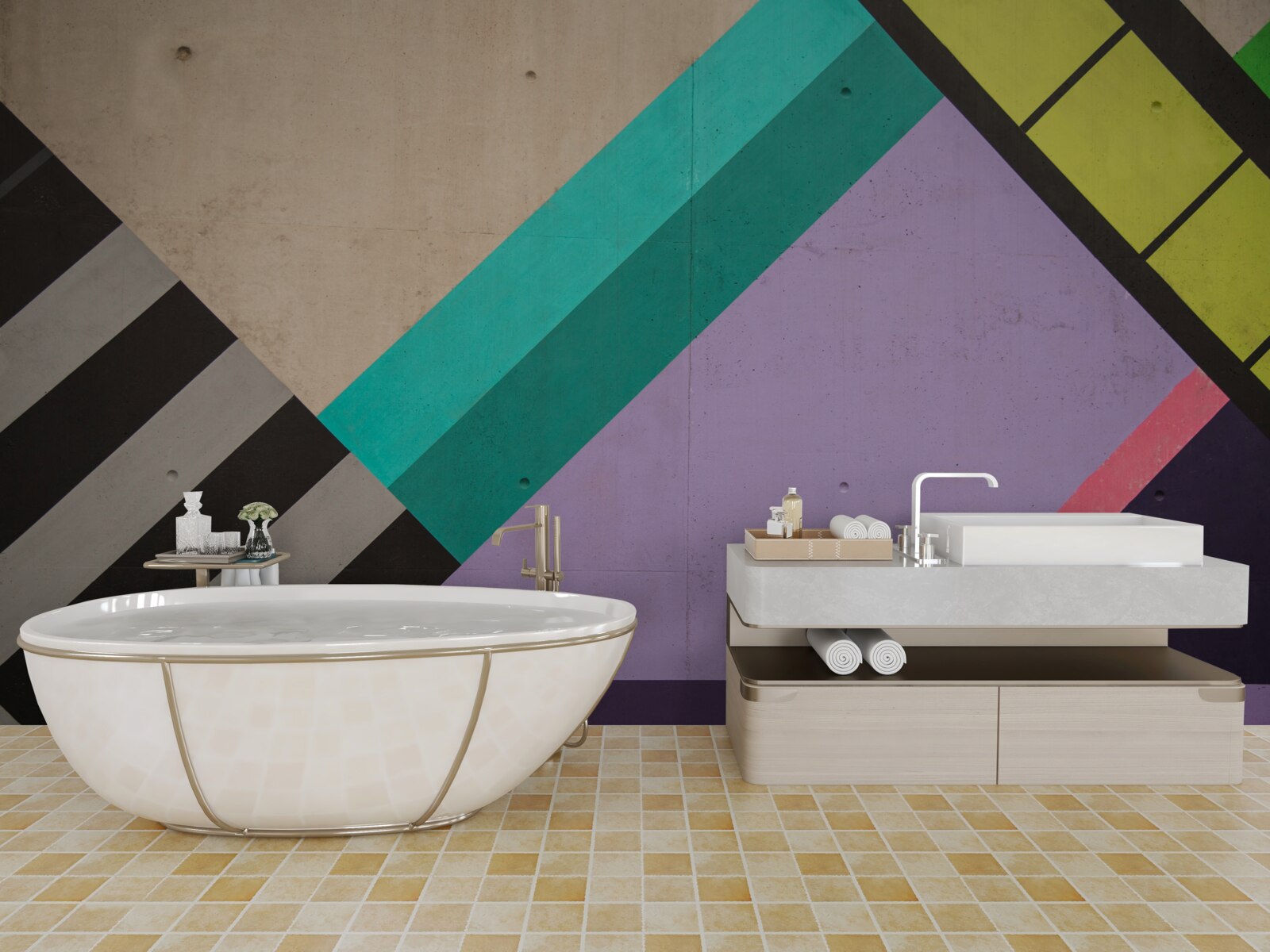 Fototapeta v zrkadle sa zobrazia farebné obdĺžniky