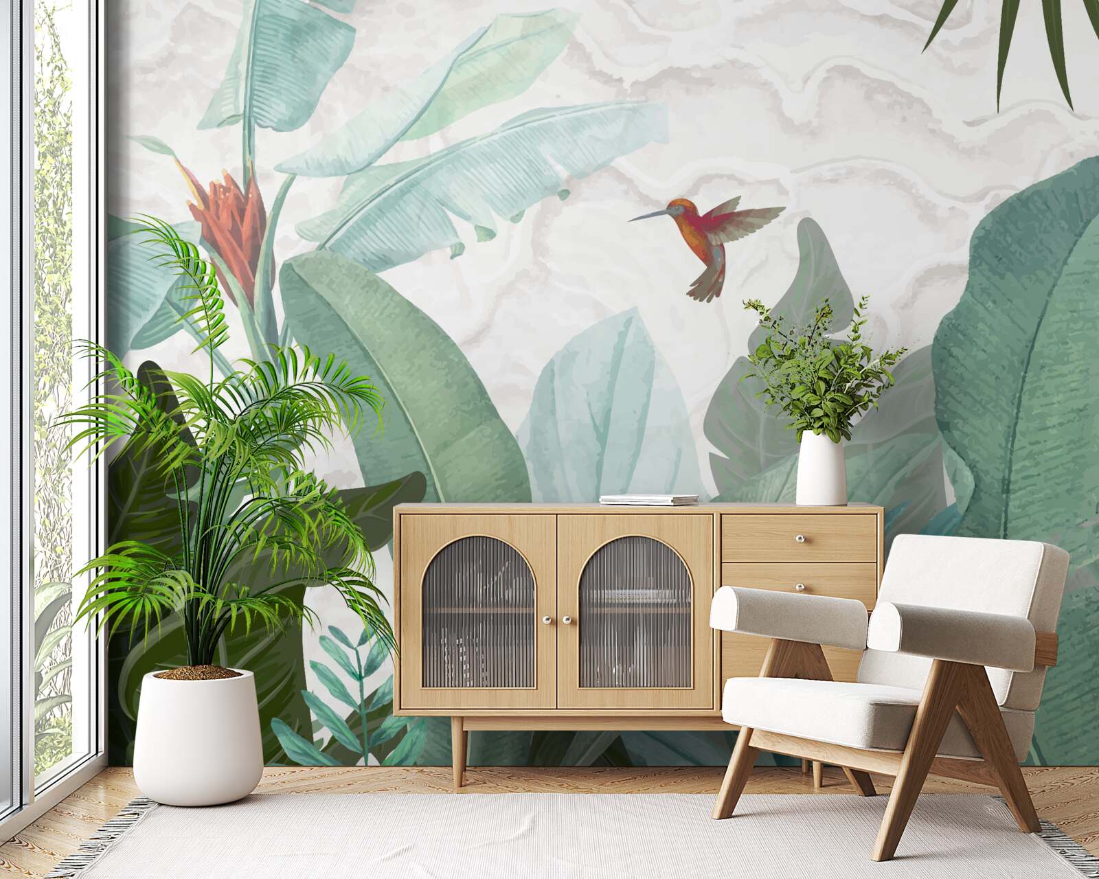 Fototapeta kolibrík naháňajúci sladký nektár