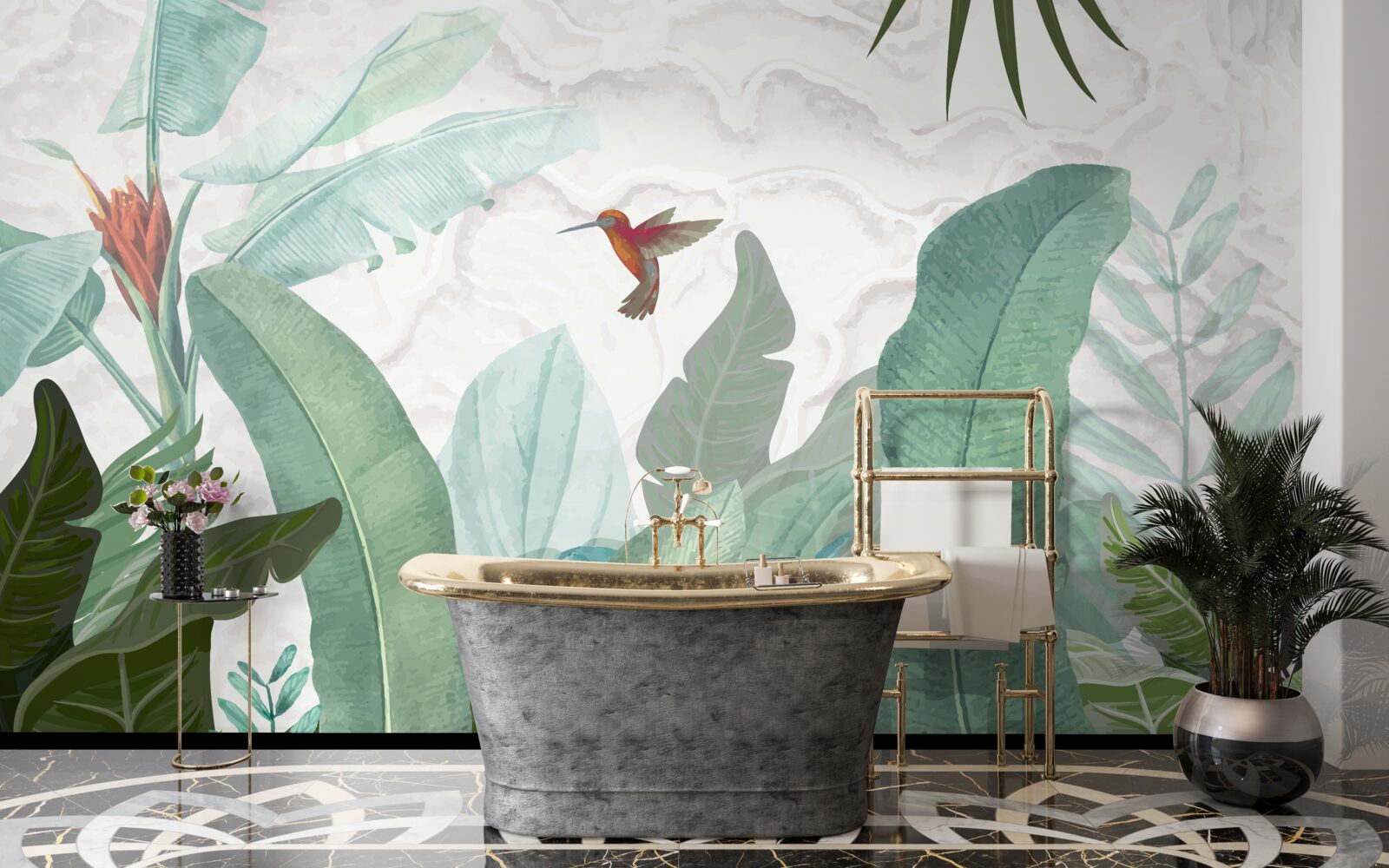 Fototapeta kolibrík naháňajúci sladký nektár