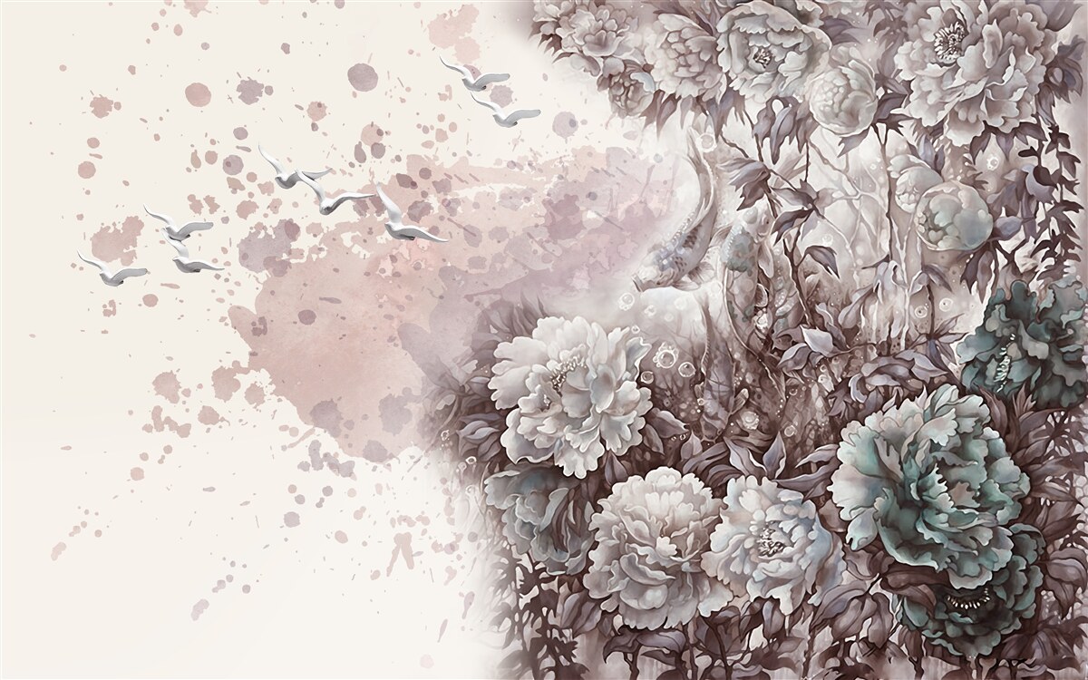 Fototapeta kvitnúce rastliny sa trepotajú v poryvech vetra