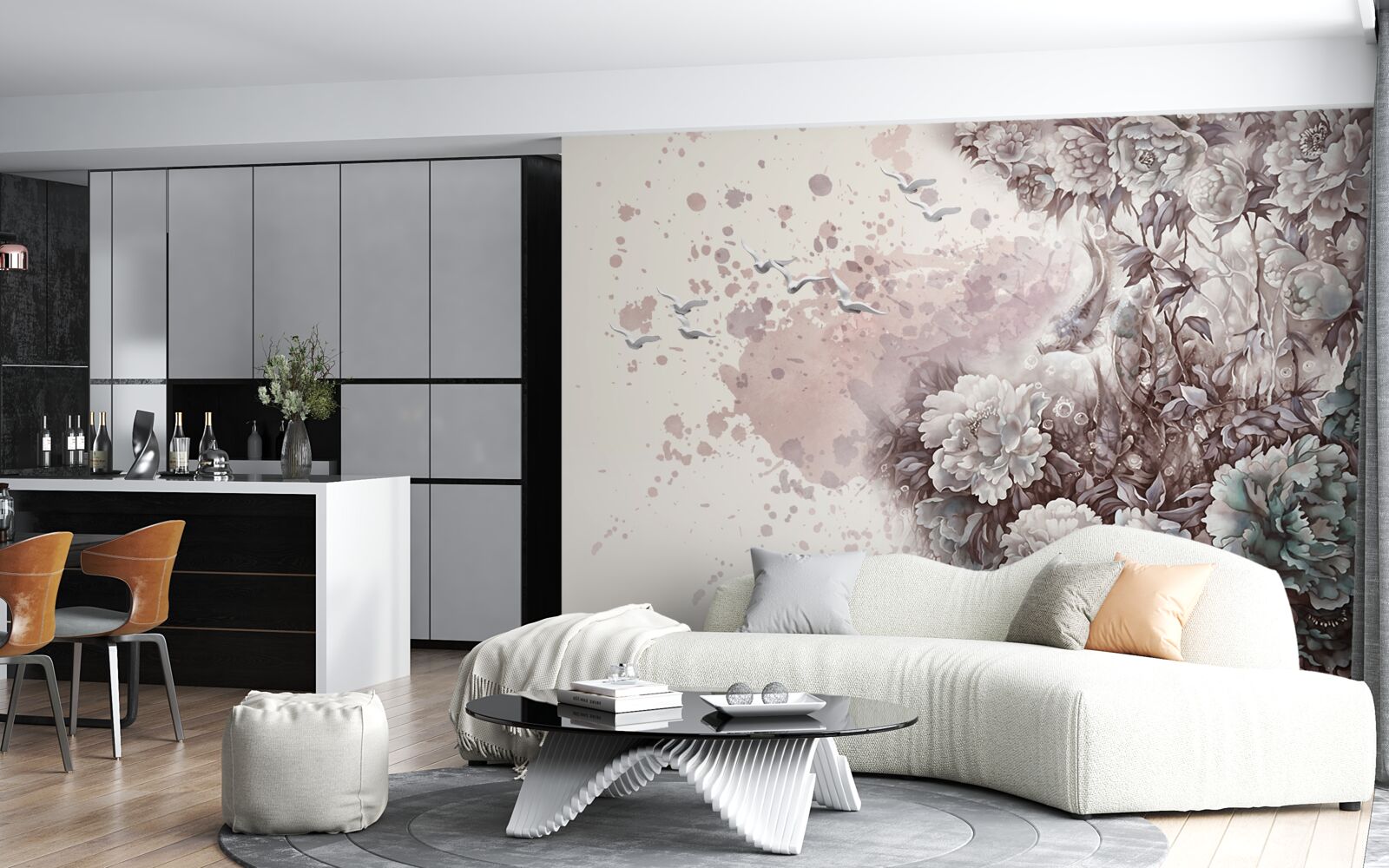 Fototapeta kvitnúce rastliny sa trepotajú v poryvech vetra