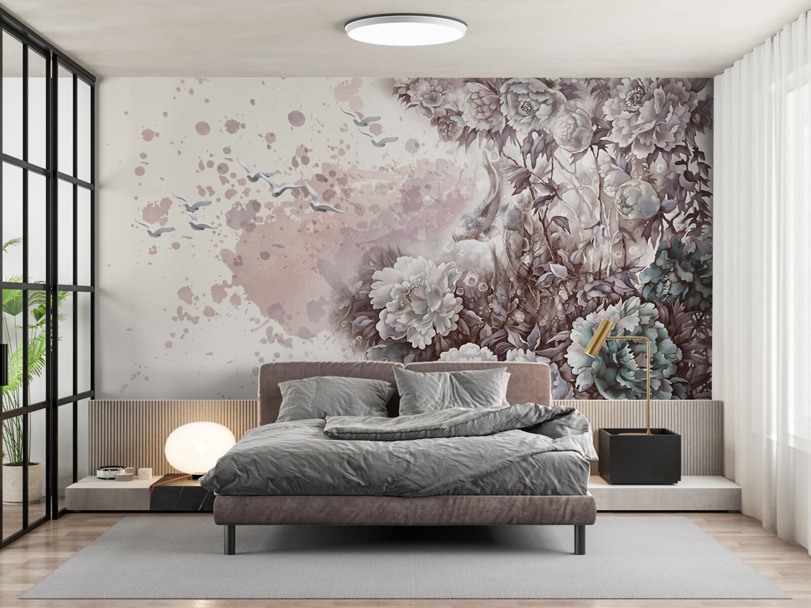 Fototapeta kvitnúce rastliny sa trepotajú v poryvech vetra