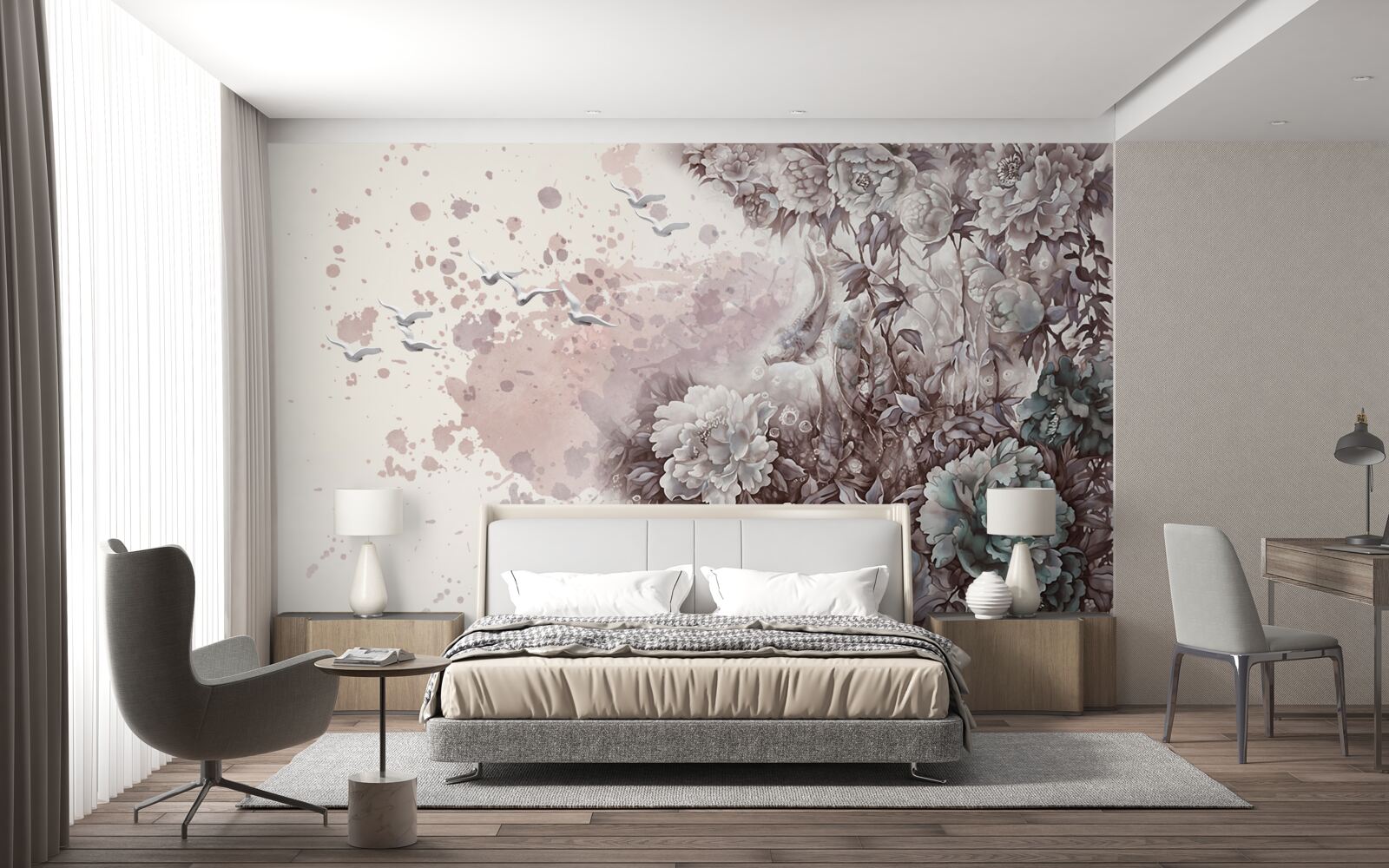 Fototapeta kvitnúce rastliny sa trepotajú v poryvech vetra