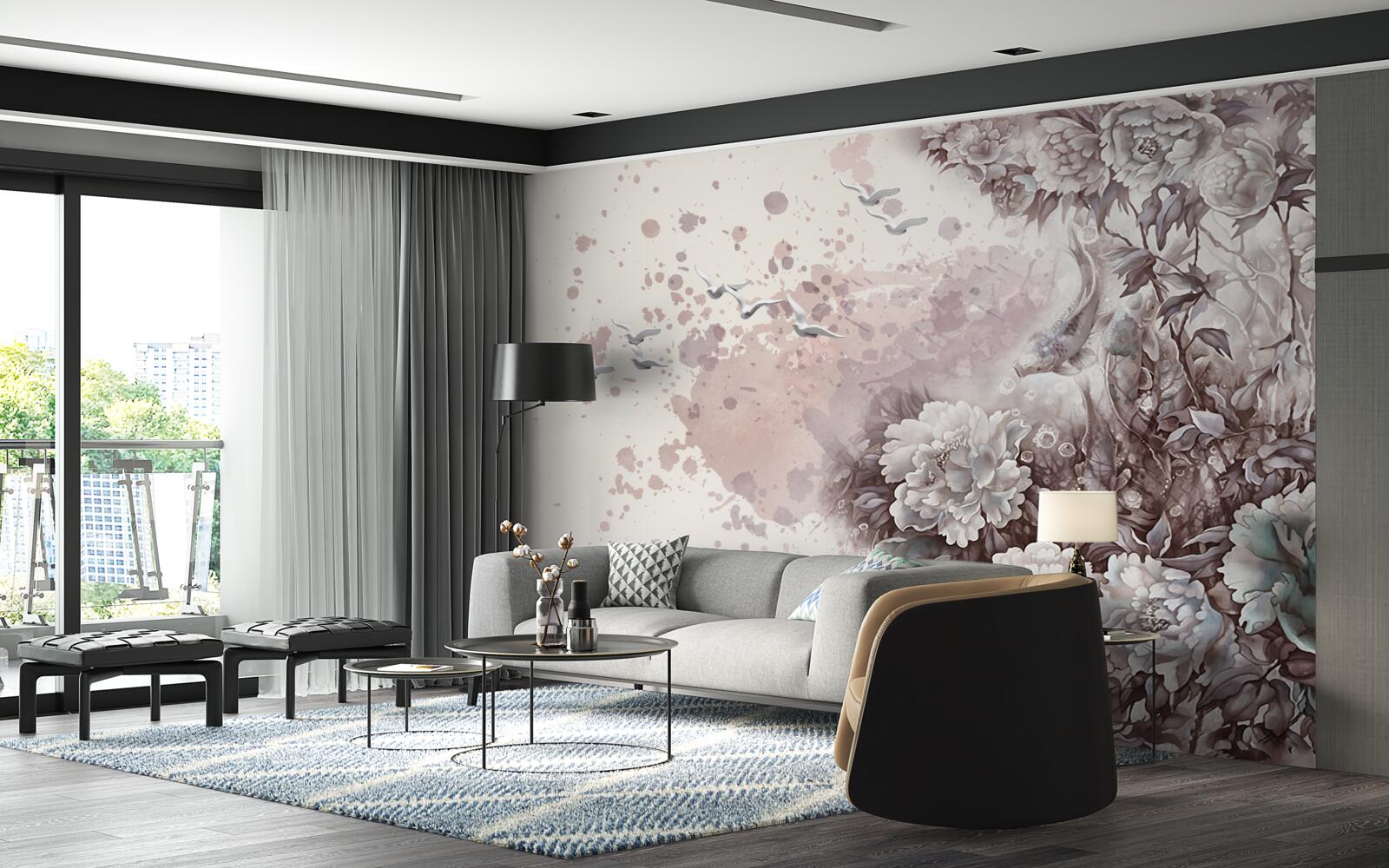 Fototapeta kvitnúce rastliny sa trepotajú v poryvech vetra