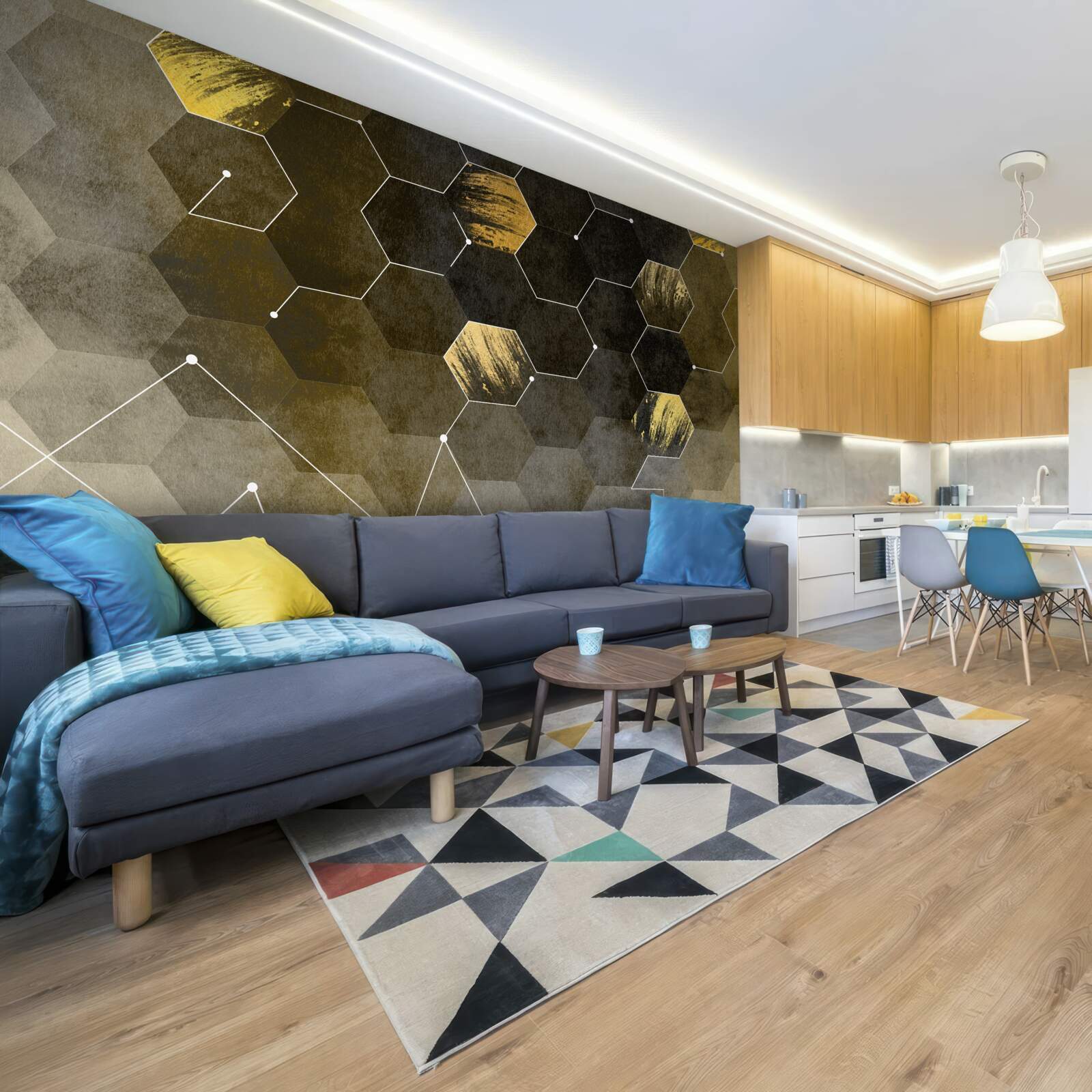 Fototapeta zlaté vtáky na nočnej oblohe