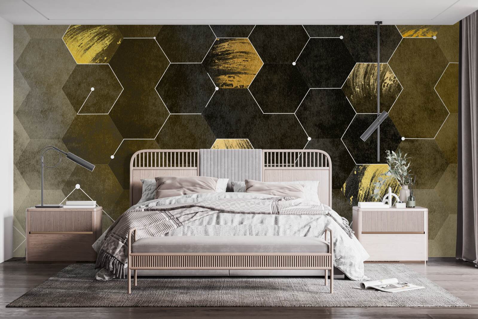 Fototapeta zlaté vtáky na nočnej oblohe