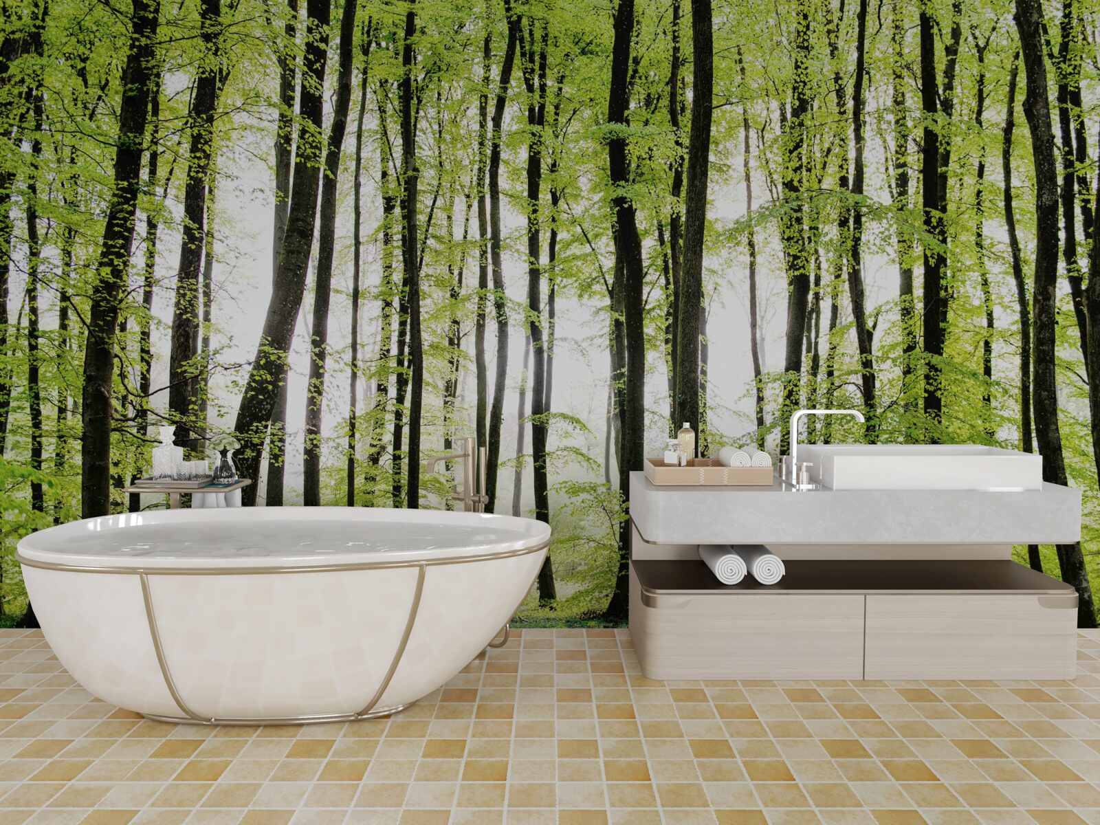 Fototapeta ranné stromy tiahnuce sa nahor ako štíhle stĺpy