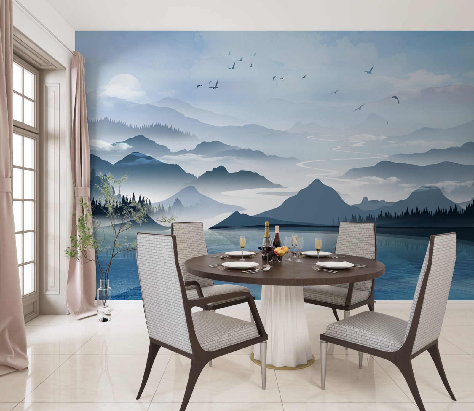 Fototapeta rybárčenie sám za úsvitu na jazere