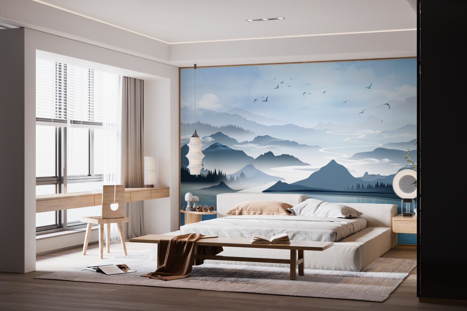 Fototapeta rybárčenie sám za úsvitu na jazere