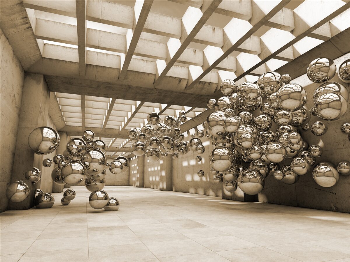 Fototapeta miestnosť s hnedými loptičkami