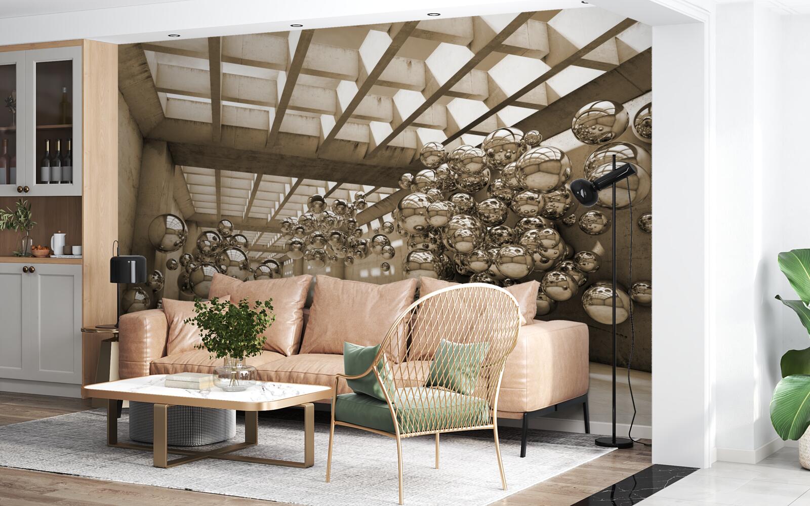 Fototapeta miestnosť s hnedými loptičkami
