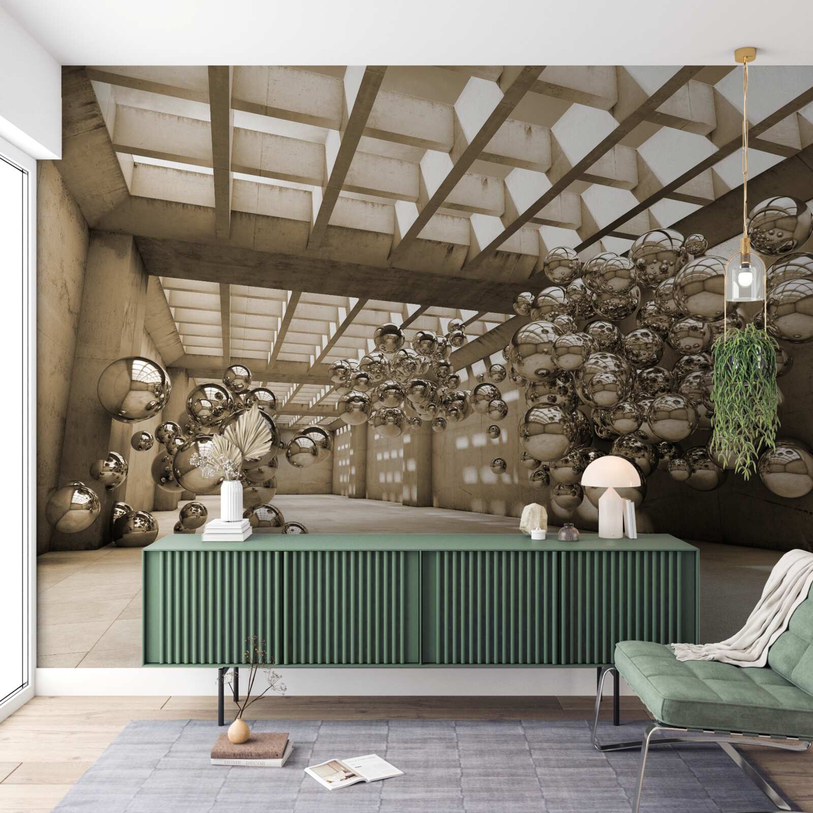 Fototapeta miestnosť s hnedými loptičkami