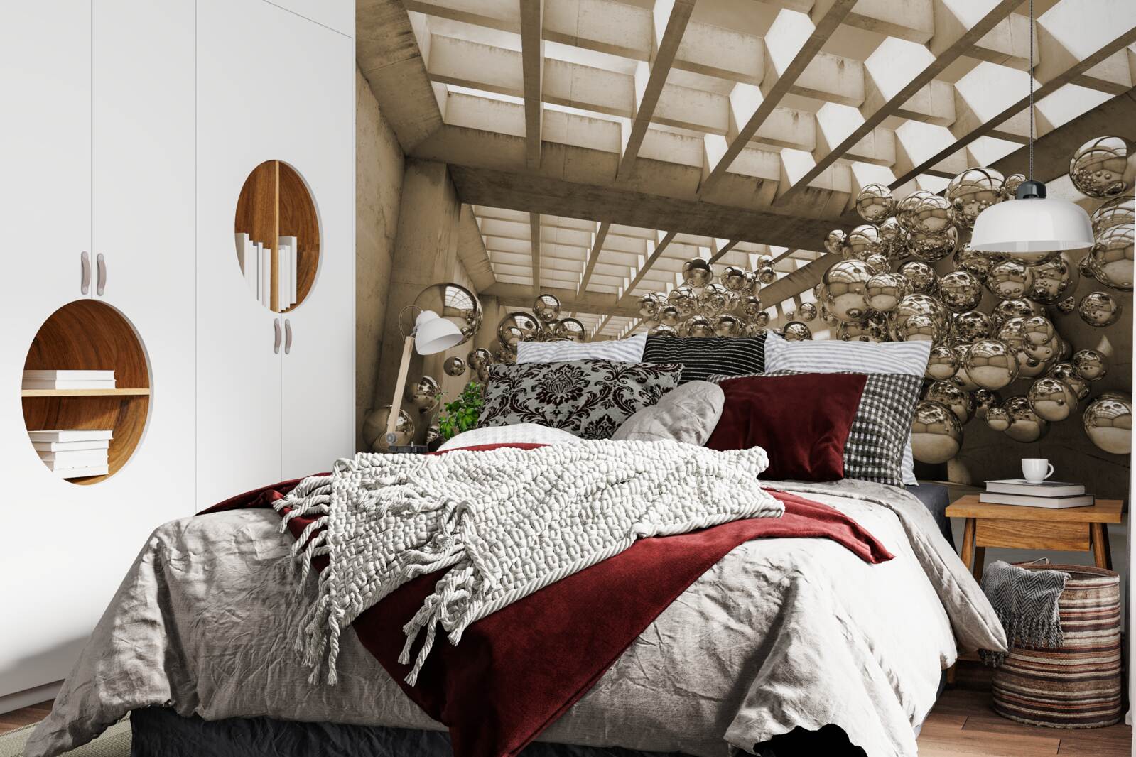 Fototapeta miestnosť s hnedými loptičkami