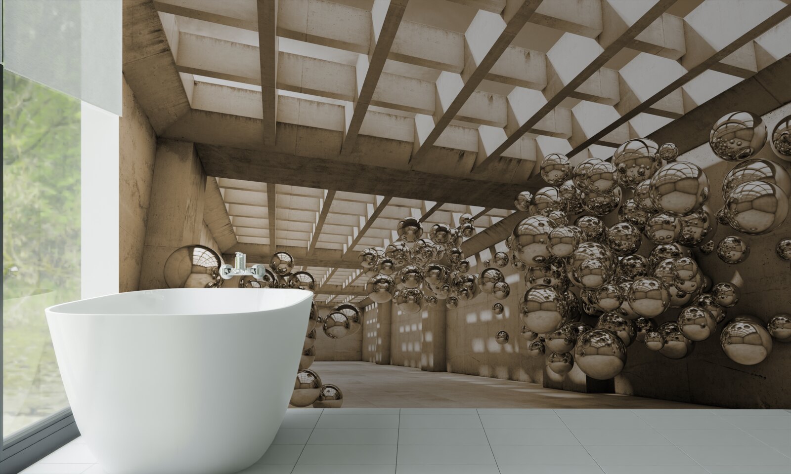 Fototapeta miestnosť s hnedými loptičkami