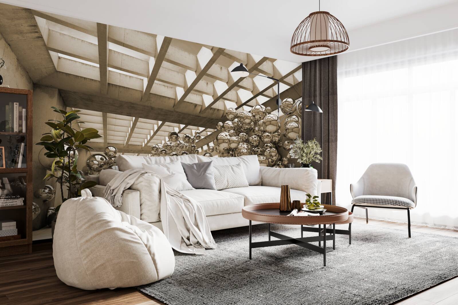 Fototapeta miestnosť s hnedými loptičkami