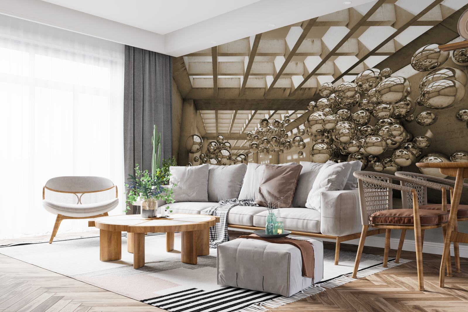 Fototapeta miestnosť s hnedými loptičkami