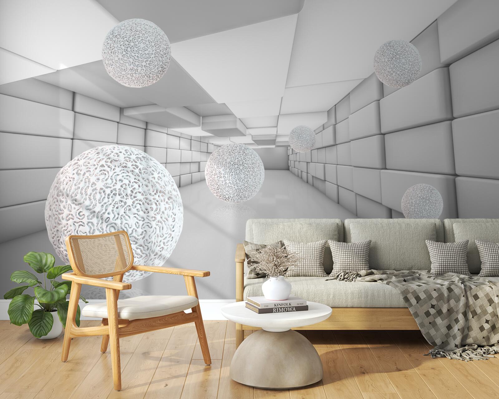 Fototapeta obdĺžnikové tunely sú vyplnené priehľadnými guličkami