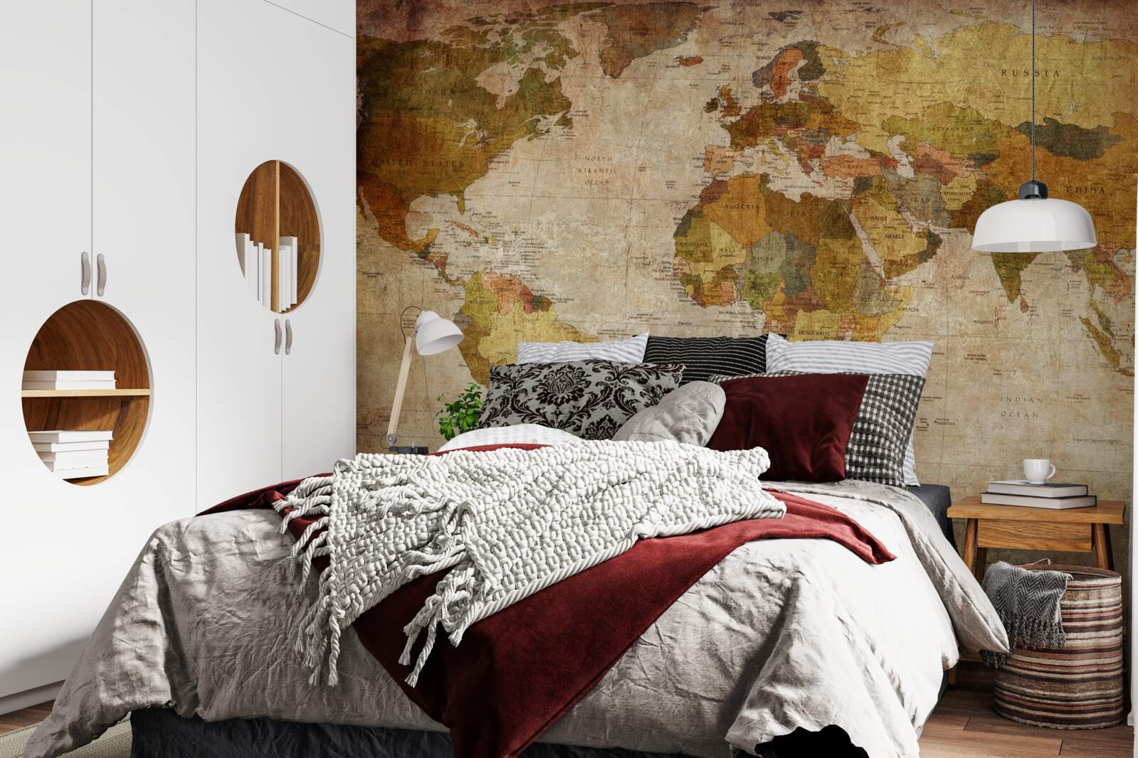 Fototapeta mapa sveta v odtieňoch hnedej