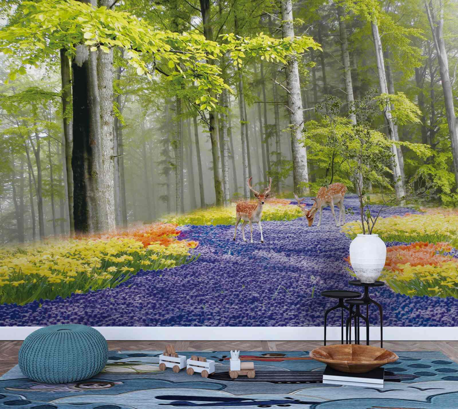 Fototapeta srnčia prechádzka v zelenom lese