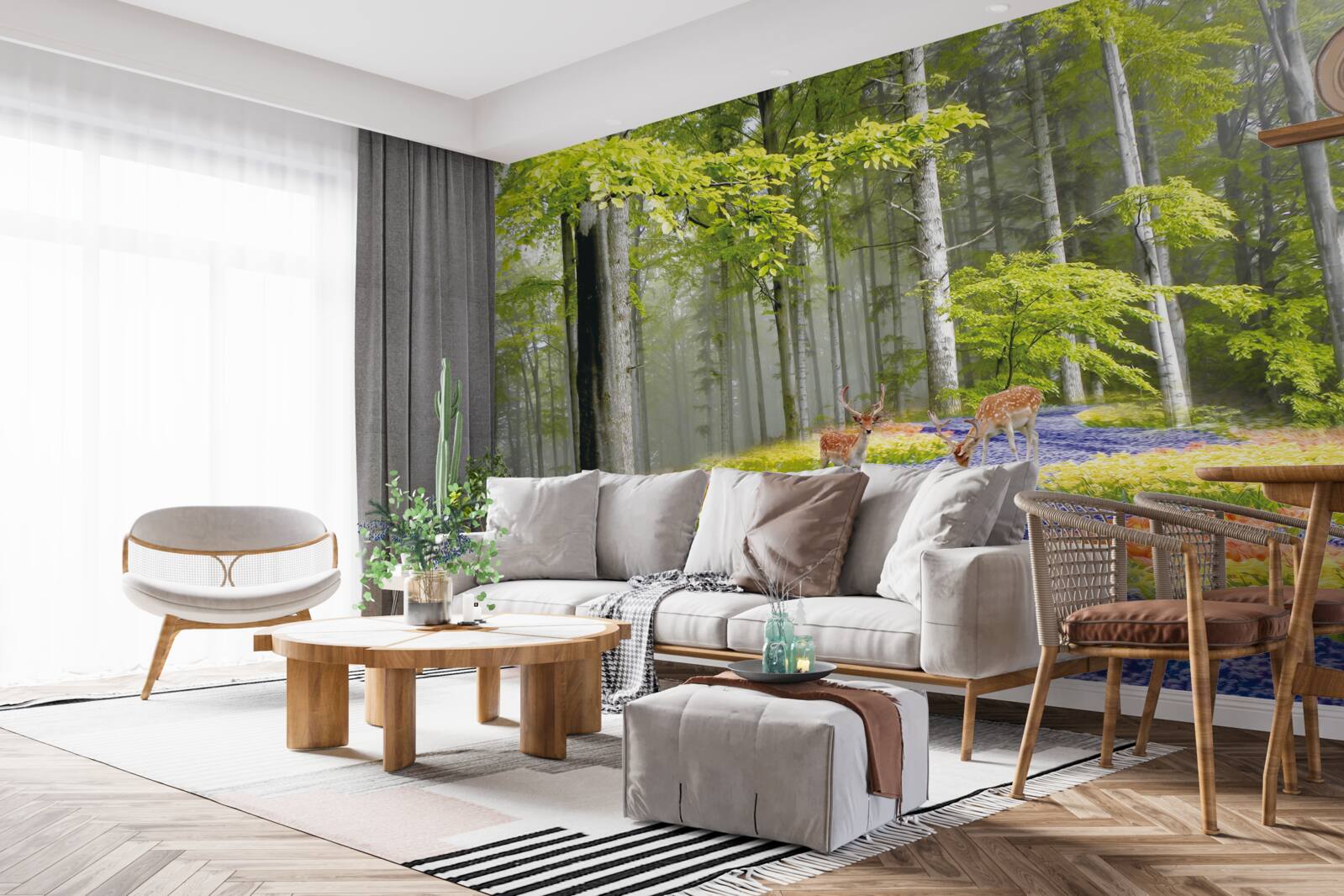 Fototapeta srnčia prechádzka v zelenom lese