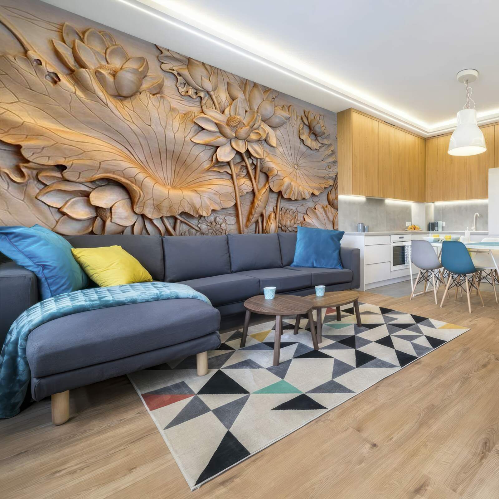 Fototapeta kompozícia kvetov a listov v usporiadanom usporiadaní