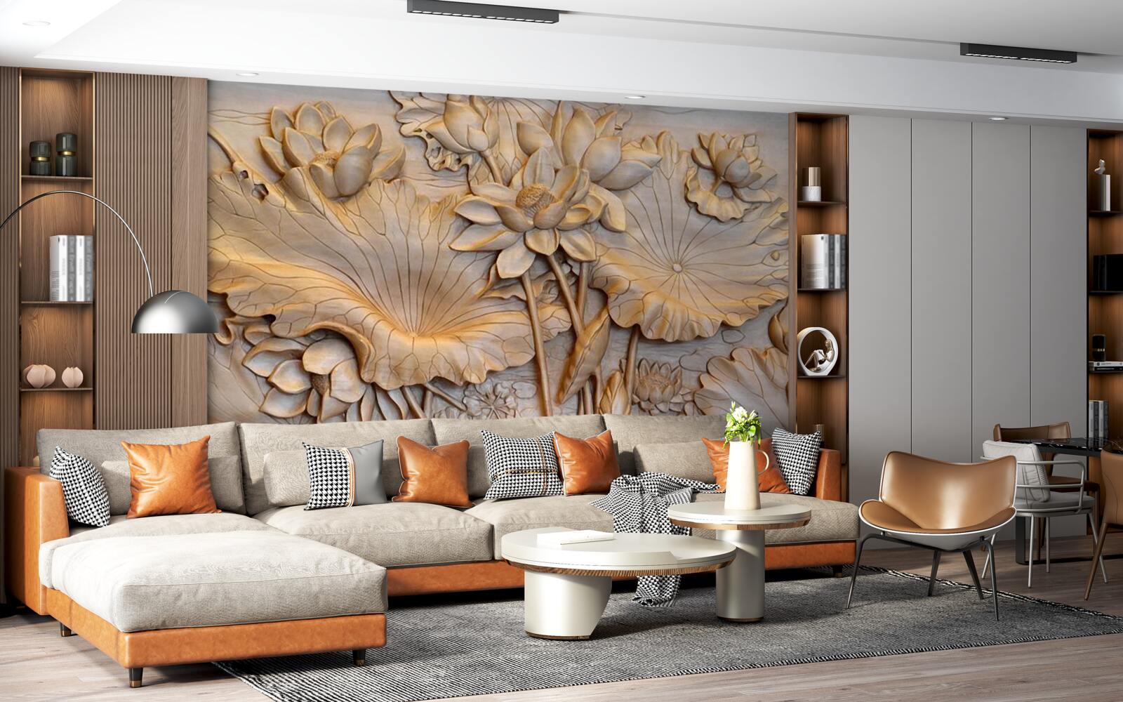 Fototapeta kompozícia kvetov a listov v usporiadanom usporiadaní