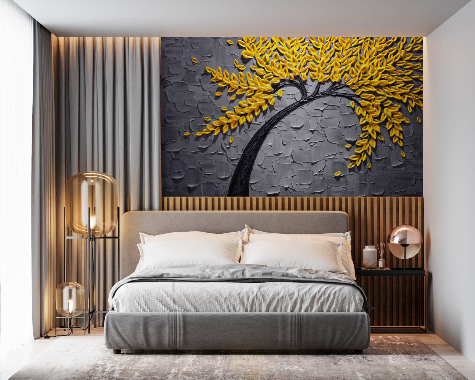 Fototapeta jesenné lístie sa leskne svetložltými odtieňmi