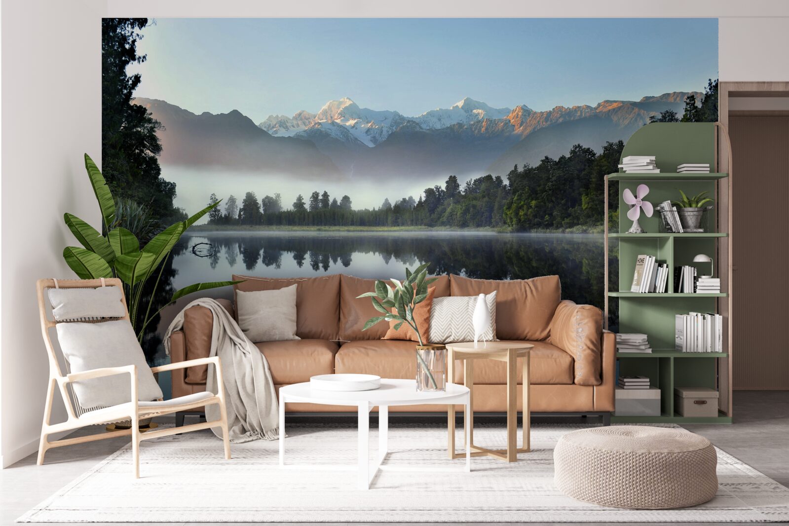 Fototapeta vrchol horského jazera je pokrytý hmlou