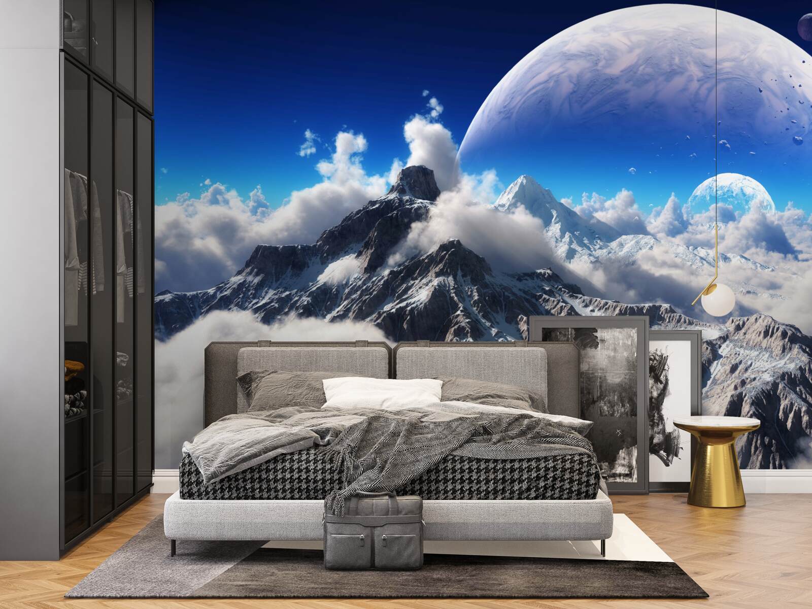 Fototapeta zamračená obloha nad horami je plná kozmickej nádhery