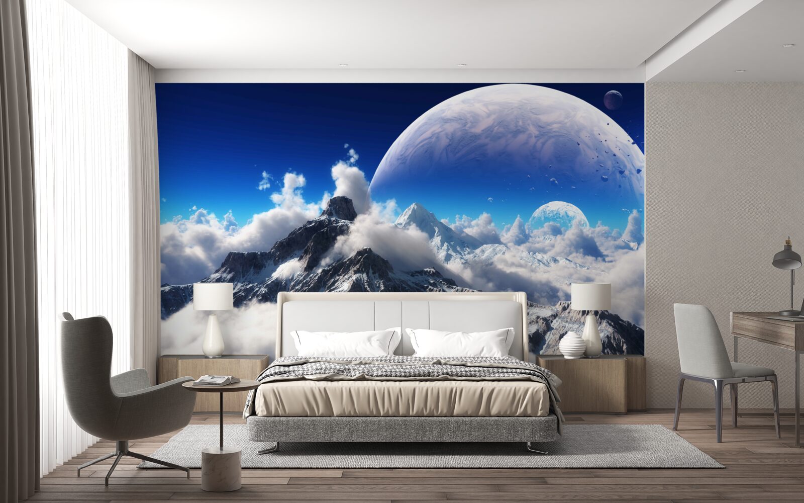 Fototapeta zamračená obloha nad horami je plná kozmickej nádhery