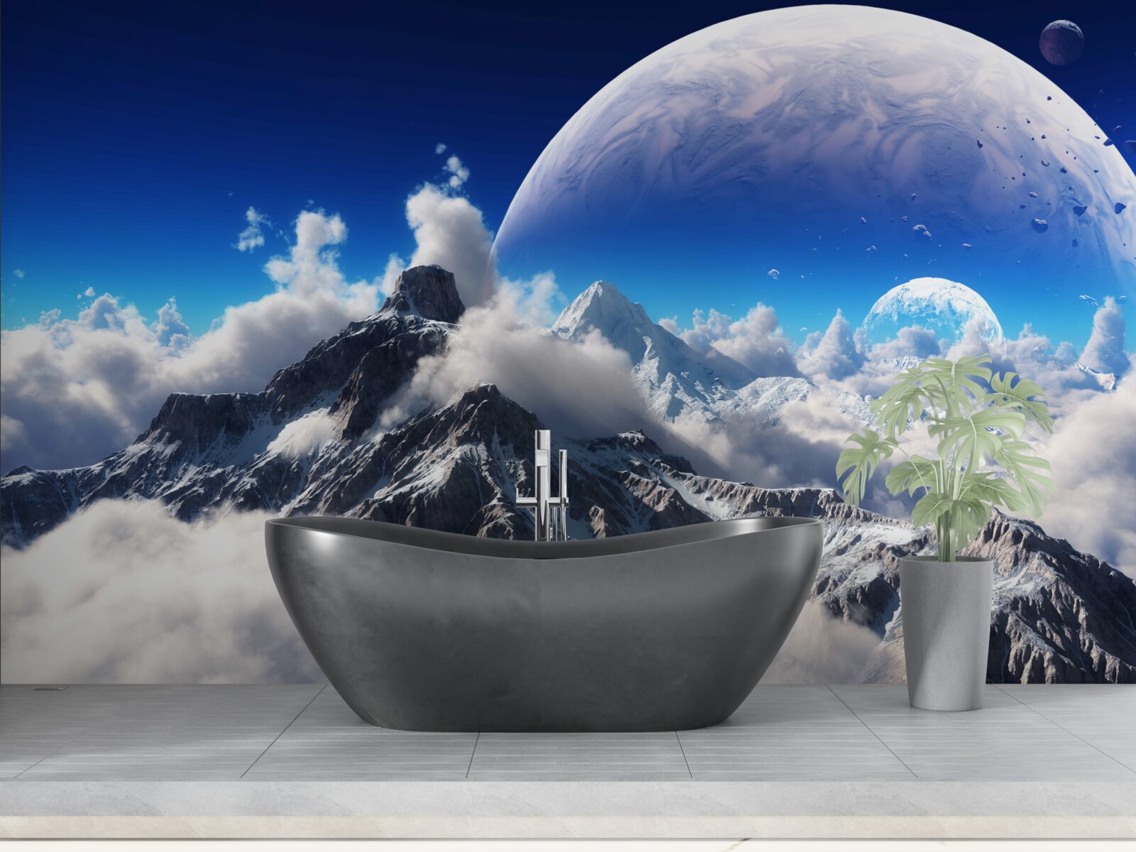 Fototapeta zamračená obloha nad horami je plná kozmickej nádhery