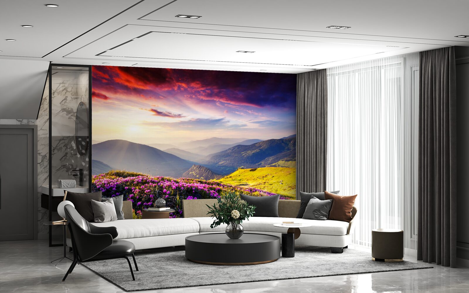 Fototapeta na úsvite horské kopce ožívajú živými farbami