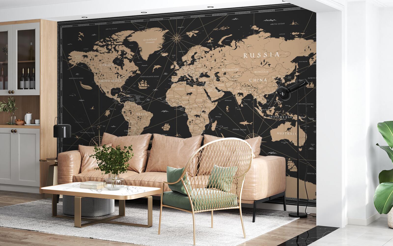 Fototapeta mapa sveta na tmavom pozadí