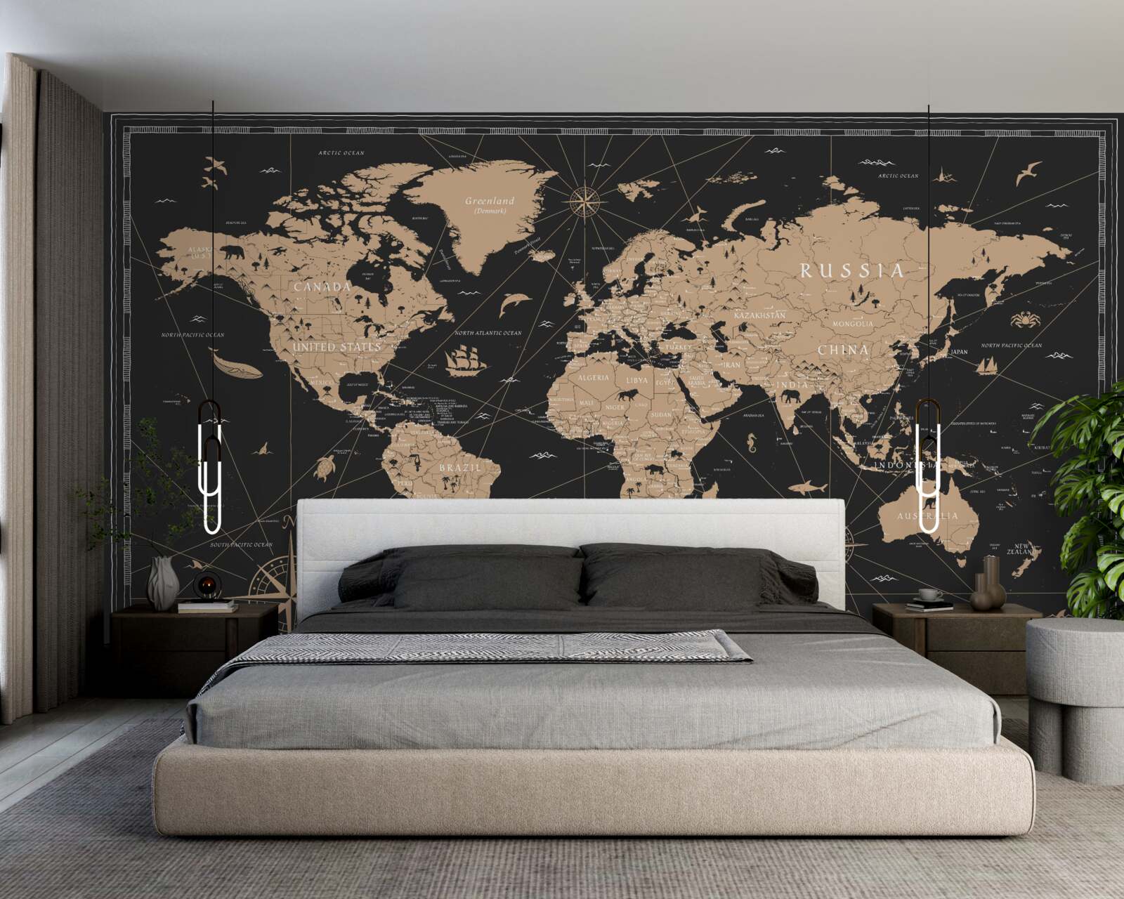 Fototapeta mapa sveta na tmavom pozadí