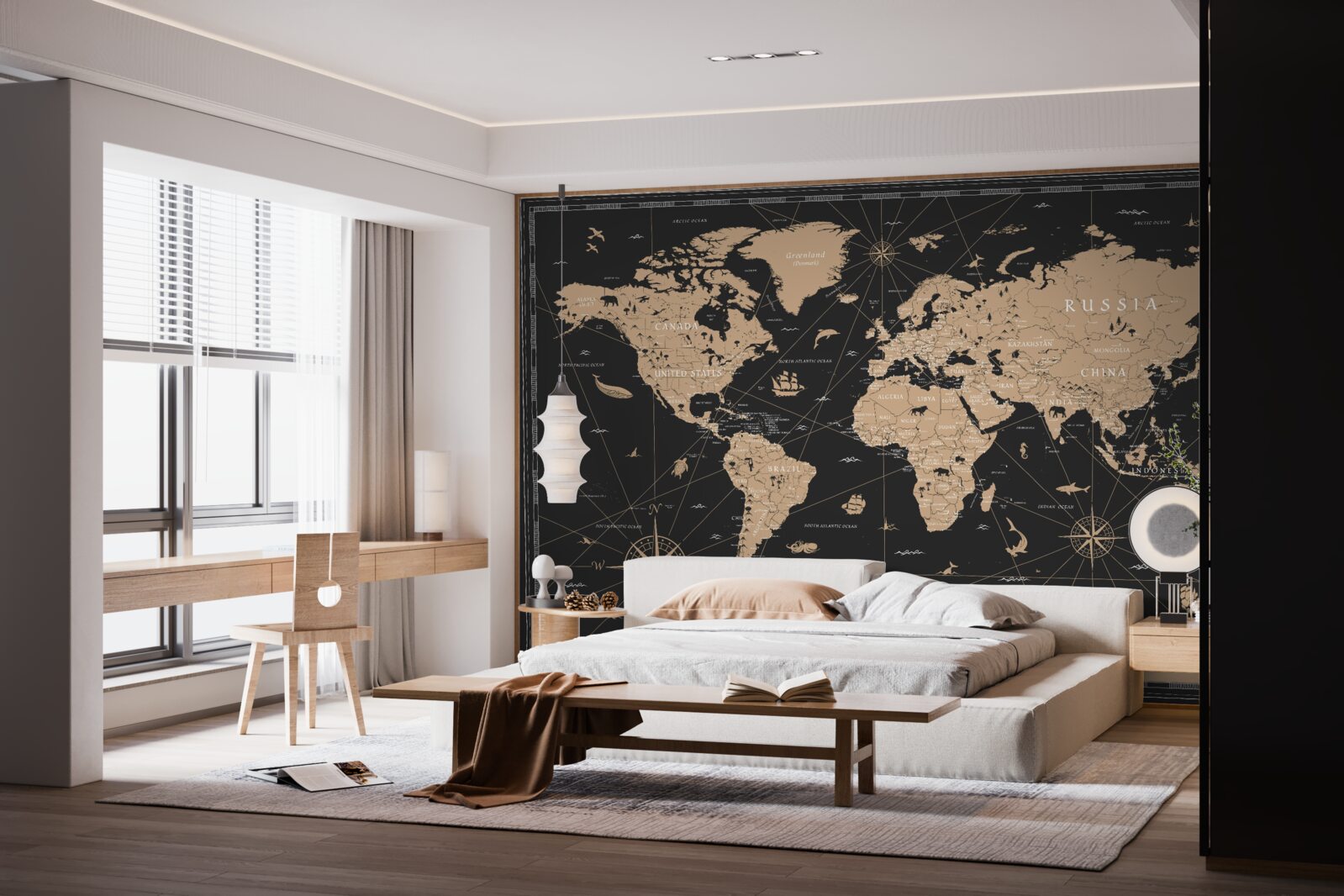 Fototapeta mapa sveta na tmavom pozadí