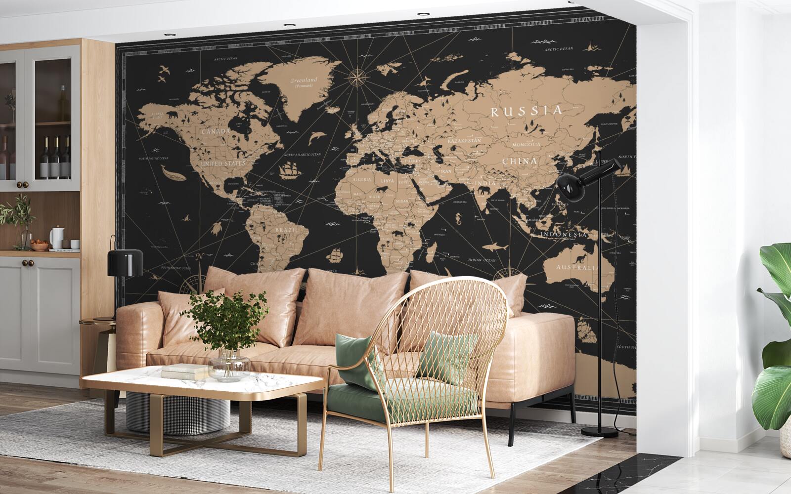 Fototapeta mapa sveta na tmavom pozadí