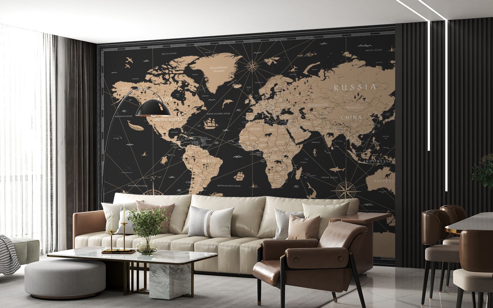 Fototapeta mapa sveta na tmavom pozadí