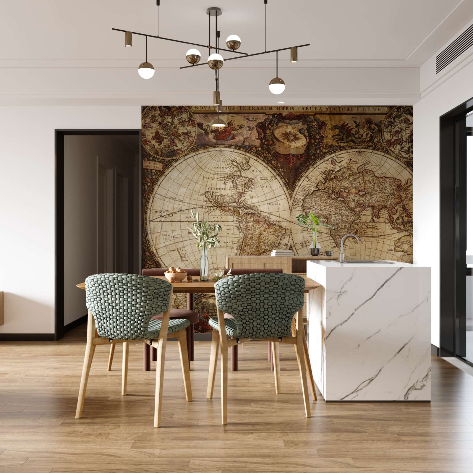 Fototapeta staroveká geografická mapa prezentovaná vo forme dvoch hemisfér