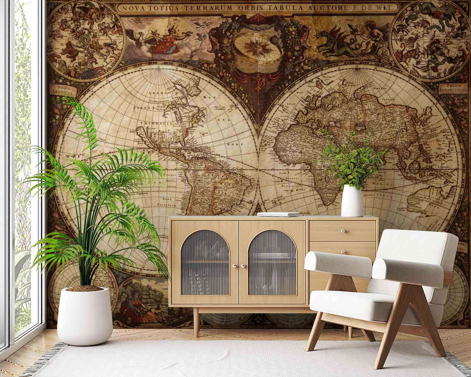 Fototapeta staroveká geografická mapa prezentovaná vo forme dvoch hemisfér