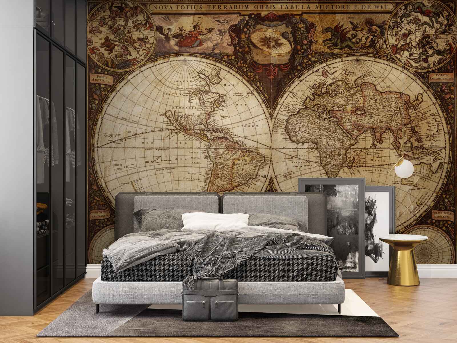 Fototapeta staroveká geografická mapa prezentovaná vo forme dvoch hemisfér