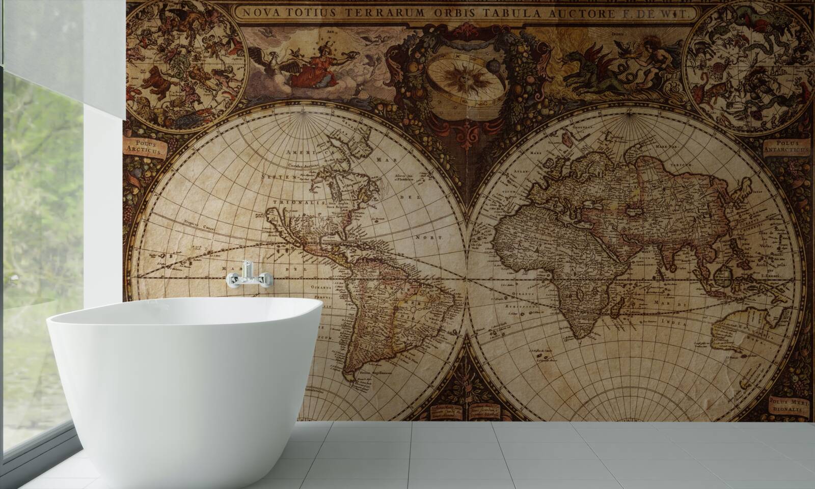 Fototapeta staroveká geografická mapa prezentovaná vo forme dvoch hemisfér