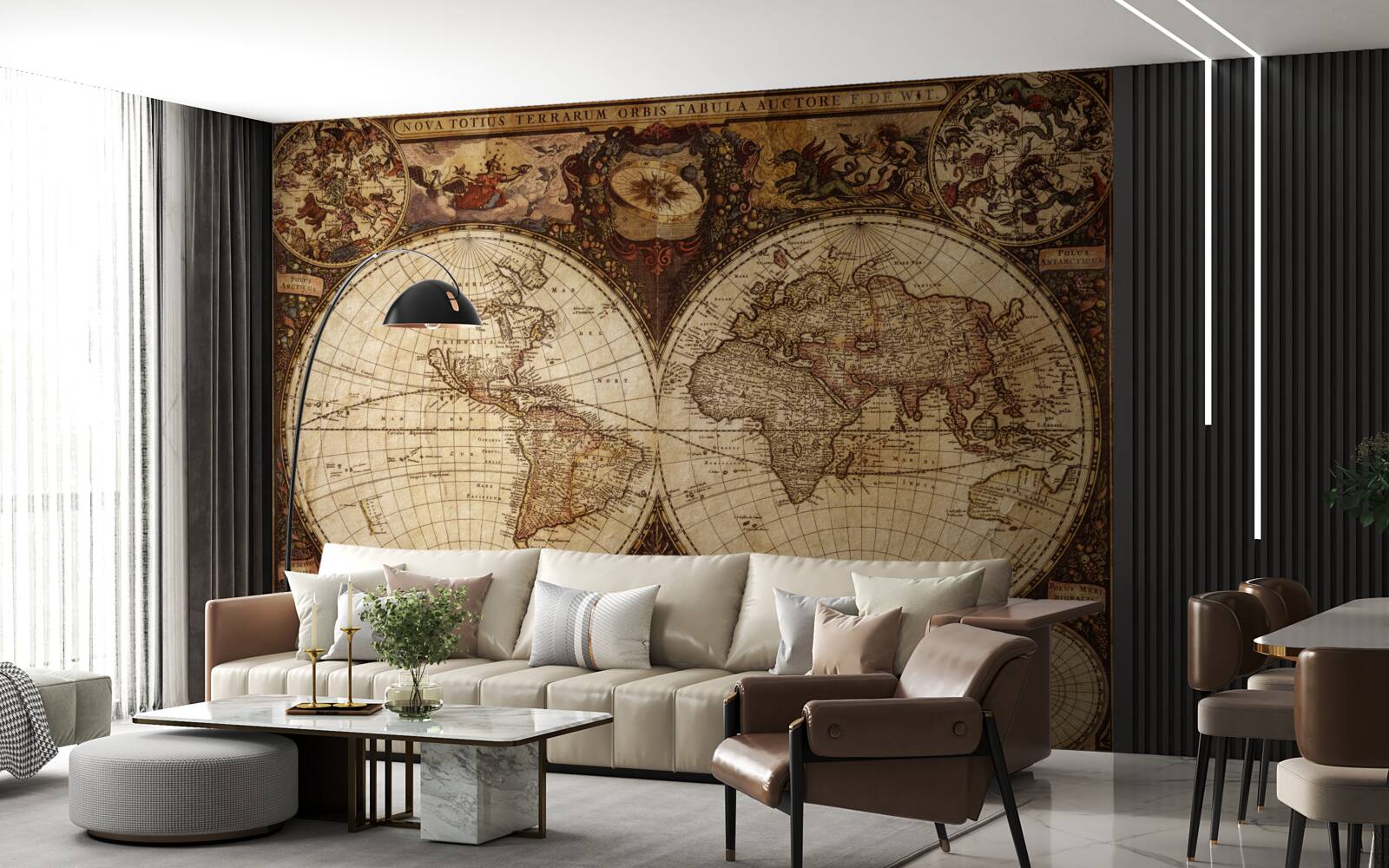 Fototapeta staroveká geografická mapa prezentovaná vo forme dvoch hemisfér