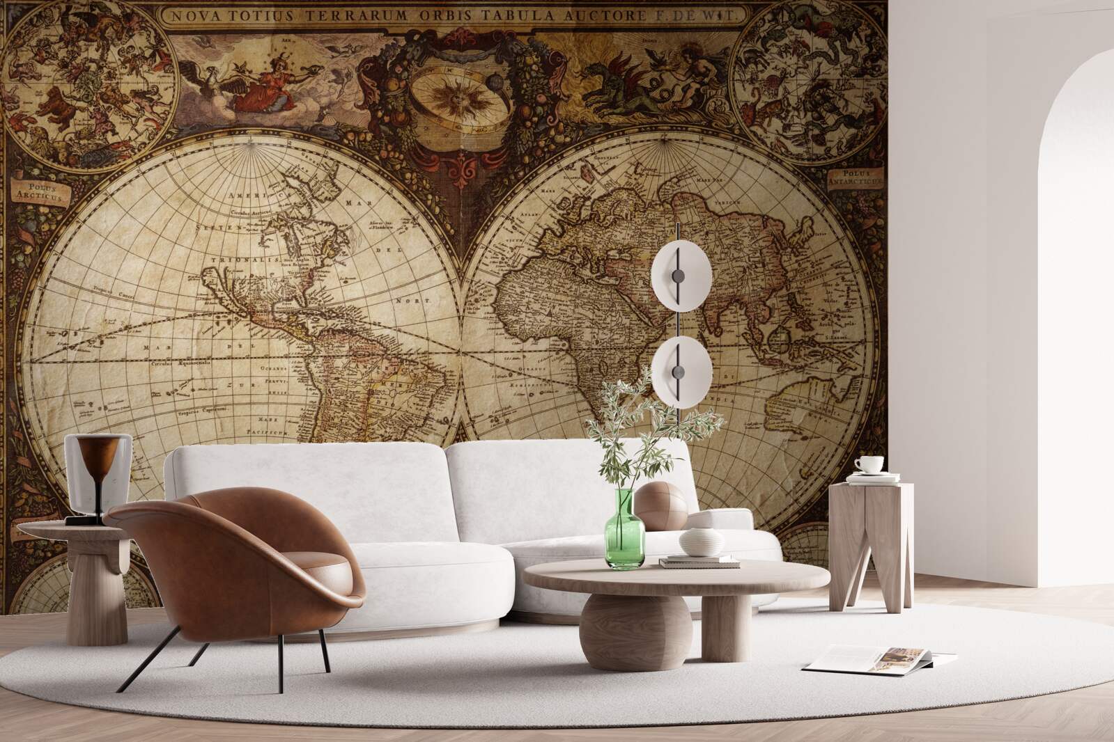 Fototapeta staroveká geografická mapa prezentovaná vo forme dvoch hemisfér