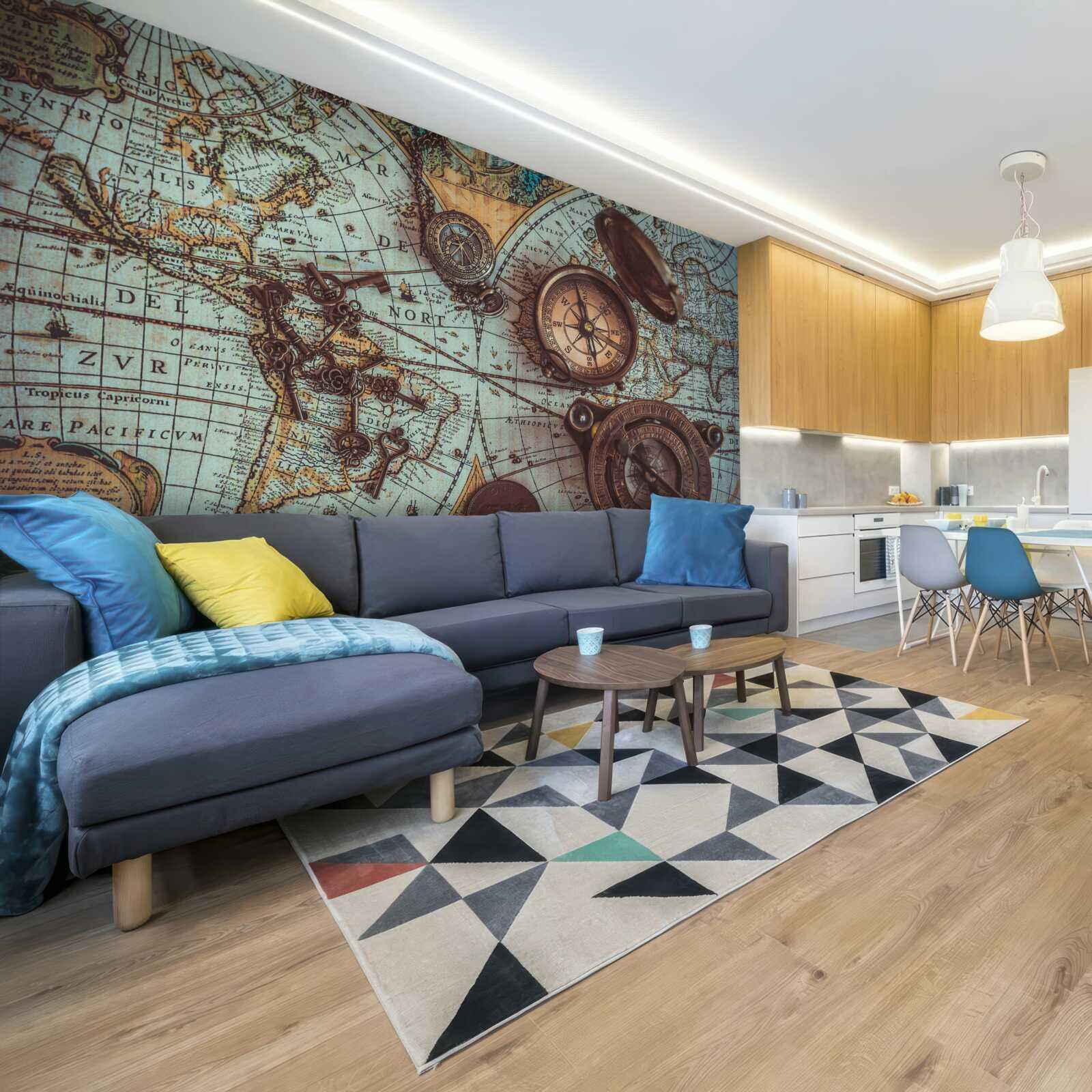 Fototapeta kompasy z minulosti, umiestnené na mape