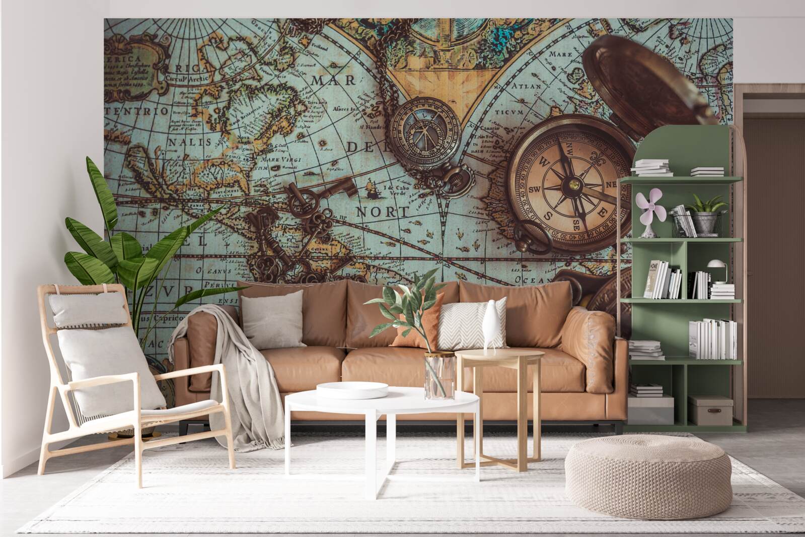 Fototapeta kompasy z minulosti, umiestnené na mape